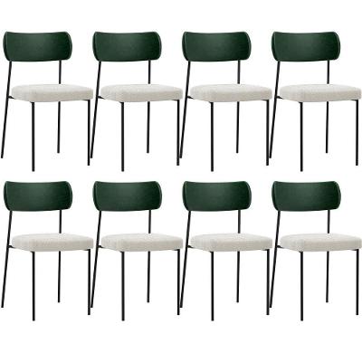 Kit 08 Cadeiras Sala De Jantar L02 Verde Musgo Bouclê Creme