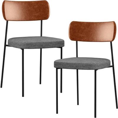 Kit 02 Cadeiras Sala De Jantar L02 Camel Cinza Escuro