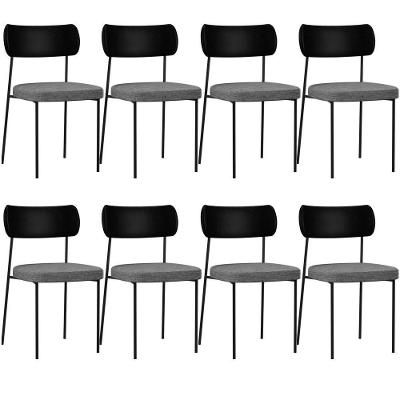 Kit 08 Cadeiras Sala De Jantar L02 Preto Cinza Escuro