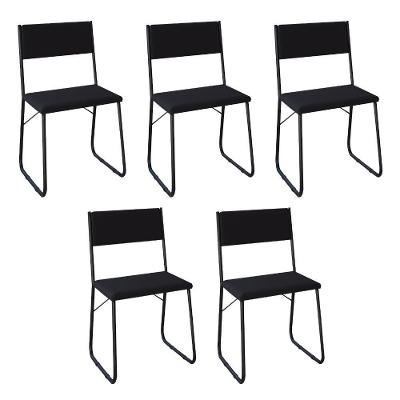 Kit 5 Cadeiras De Jantar Estofadas Angra - Preta - Cor: Preto