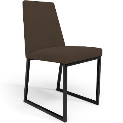 Cadeira Para Sala De Jantar Base Aço Preto L02 Suede Marrom