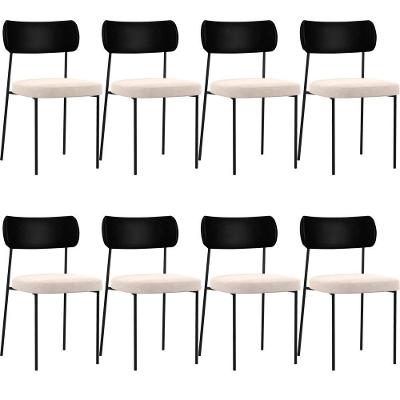 Kit 08 Cadeiras Sala De Jantar L02 Preto Suede Bege