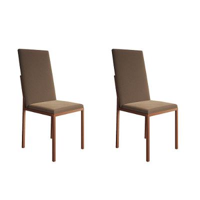 Kit 2 Cadeiras De Jantar Estofadas Mônaco Premium Cobre E Marrom - Cor: Preto