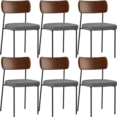 Kit 06 Cadeiras Sala De Jantar L02 Marrom Cinza Escuro