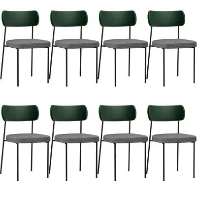 Kit 08 Cadeiras Sala De Jantar L02 Verde Musgo Cinza Escuro