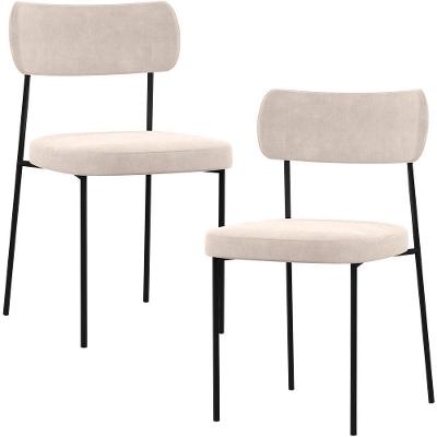 Kit 02 Cadeiras Para Sala De Jantar L02 Suede Bege