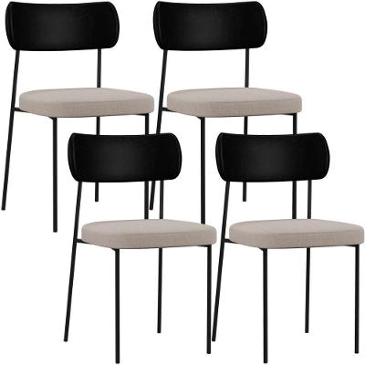 Kit 04 Cadeiras Para Sala De Jantar Melina L02 Preto Bege