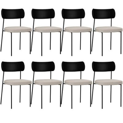 Kit 08 Cadeiras Para Sala De Jantar Melina L02 Preto Cru