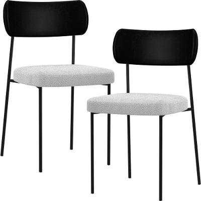 Kit 02 Cadeiras Sala De Jantar L02 Preto Bouclê Cinza
