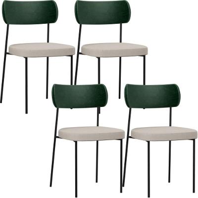 Kit 04 Cadeiras Sala De Jantar L02 Verde Musgo Cru