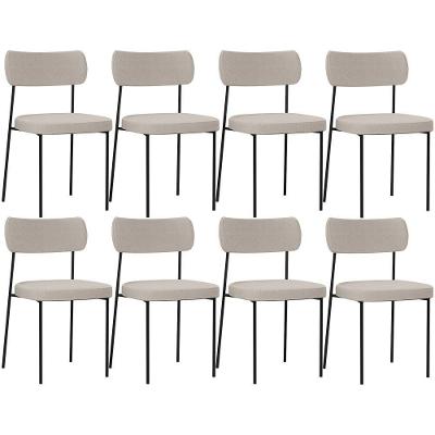 Kit 08 Cadeiras Estofadas Para Sala De Jantar Melina L02 Cru