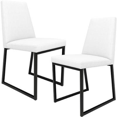Kit 02 Cadeiras Sala De Jantar Preto L02 Corano Branco