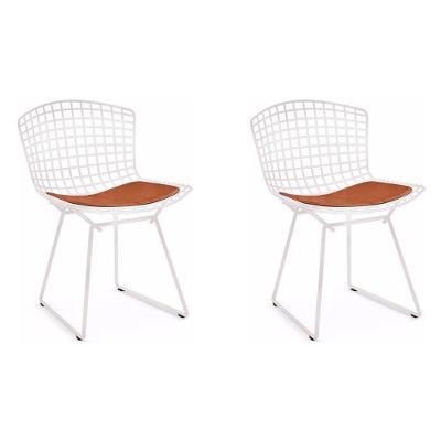 Kit 2 Cadeiras Bertoia Branca Com Assento Cobre Cor Branco