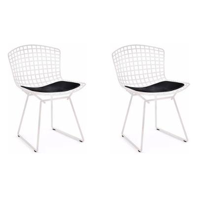 Kit 2 Cadeiras Bertoia Branca Com Assento Preto Cor Branco