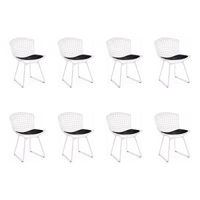 Kit 8 Cadeiras Bertoia Branca Com Assento Preto Cor Branco