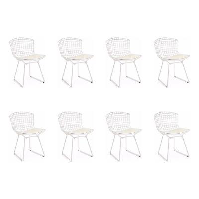 Kit 8 Cadeiras Bertoia Branca Com Assento Branco Cor Branco