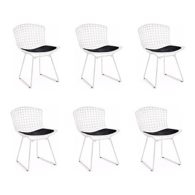 Kit 6 Cadeiras Bertoia Branca Com Assento Preto Cor Branco