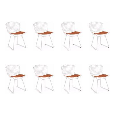 Kit 8 Cadeiras Bertoia Branca Com Assento Cobre Cor Branco
