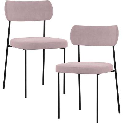 Kit 02 Cadeiras Sala De Jantar L02 Suede Rosê
