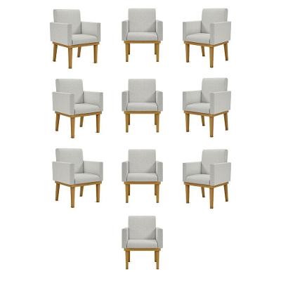 Kit 10 Cadeiras Decorativa Reforçada Oferta Balaqui Linho Cor:linho Cinza Claro