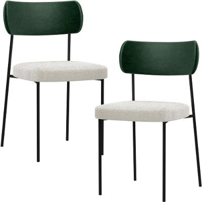 Kit 02 Cadeiras Sala De Jantar L02 Verde Musgo Bouclê Creme