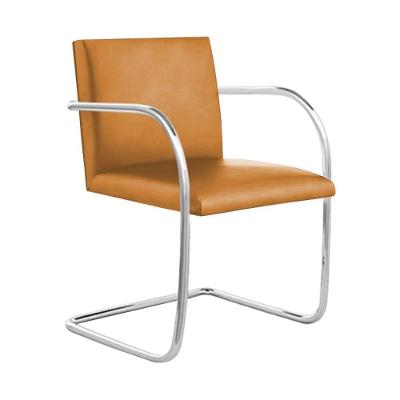 Cadeira Brno Para Escritório Couro Sintético Caramelo Tubular Cromada Cor Bege