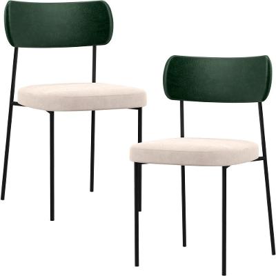 Kit 02 Cadeiras Sala De Jantar L02 Verde Musgo Suede Bege