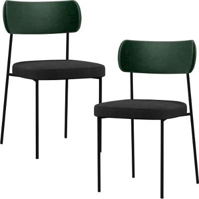 Kit 02 Cadeiras Sala De Jantar L02 Verde Musgo Chumbo