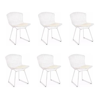 Kit 6 Cadeiras Bertoia Branca Com Assento Branco Cor Branco