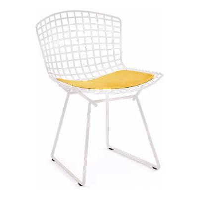 Cadeira Bertoia Branca Com Assento Amarelo Cor Amarelo