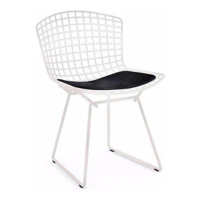 Cadeira Bertoia Branca Com Assento Preto Cor Preto