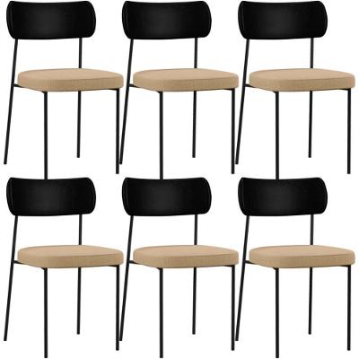 Kit 06 Cadeiras Para Sala De Jantar L02 Preto Bege Escuro