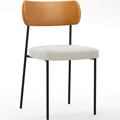 Cadeira Estofada Para Sala De Jantar L02 Whisky Bouclê Creme
