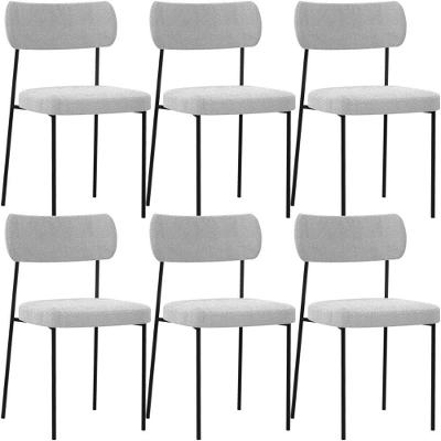 Kit 06 Cadeiras Para Sala De Jantar L02 Bouclê Cinza
