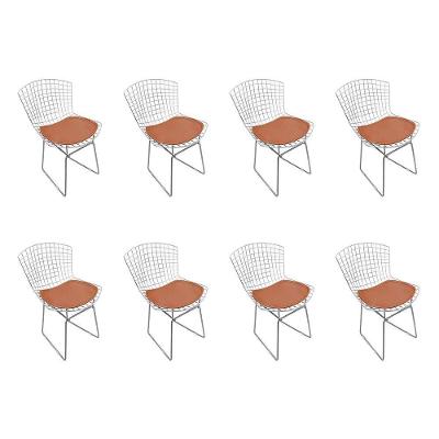 Kit 8 Cadeiras Bertoia Cromada Com Assento Sintético Cobre Cor Marrom