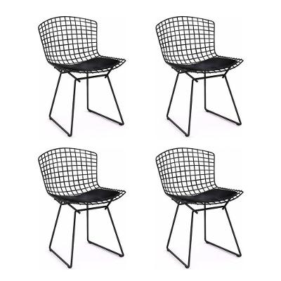 Kit 4 Cadeiras Bertoia Preta Com Assento Preto Cor Preto