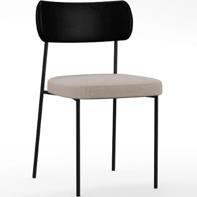 Cadeira Estofada Para Sala De Jantar Melina L02 Preto Bege