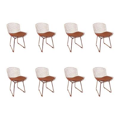 Kit 8 Cadeiras Bertoia Cobre Com Assento Cobre Cor Marrom
