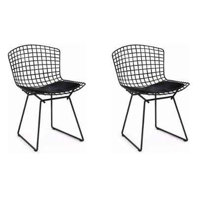 Kit 2 Cadeiras Bertoia Preta Com Assento Preto Cor Preto
