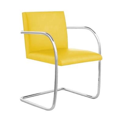 Cadeira Brno Para Escritório Couro Sintético Amarelo Tubular Cromada Cor Amarelo