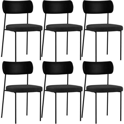 Kit 06 Cadeiras Para Sala De Jantar Melina L02 Preto Chumbo