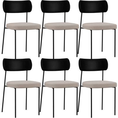 Kit 06 Cadeiras Para Sala De Jantar Melina L02 Preto Bege