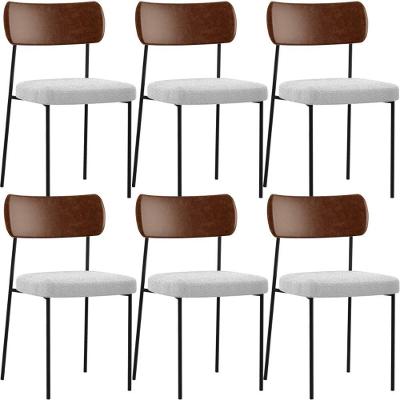 Kit 06 Cadeiras Para Sala De Jantar L02 Marrom Bouclê Cinza