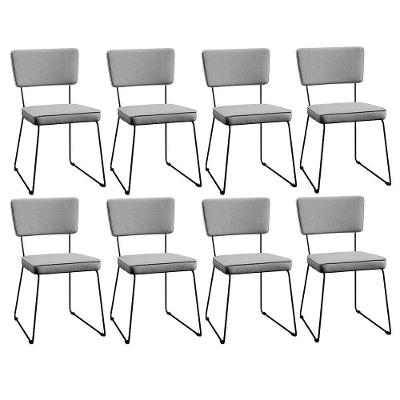 Kit 8 Cadeiras Estofada Para Sala De Jantar Base Aço Cinza