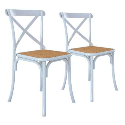 Kit 2 Cadeiras Katrina X Branca Assento Bege Aço Asturias - Cor: Branco