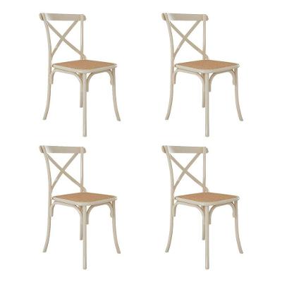 Kit 4 Cadeiras Cross Katrina X Off White Assento Bege Aço Asturias