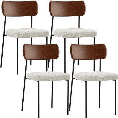 Kit 04 Cadeiras Para Sala De Jantar L02 Marrom Bouclê Creme