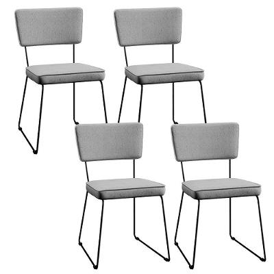 Kit 4 Cadeiras Estofada Para Sala De Jantar Base Aço Cinza