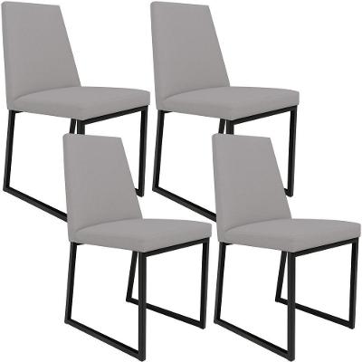 Kit 04 Cadeiras Sala De Jantar L02 Corano Cinza