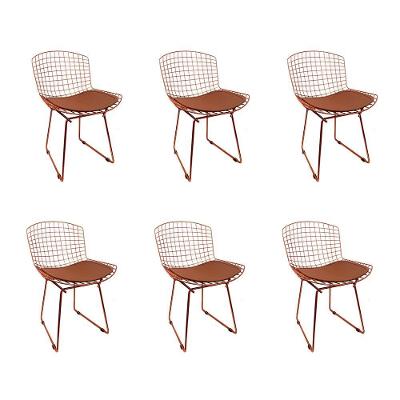 Kit 6 Cadeiras Bertoia Cobre Com Assento Cobre Cor Marrom